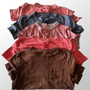 Lot of 5 GAP Kids size M Short Sleeve Tees - Pink, Blue, Brown